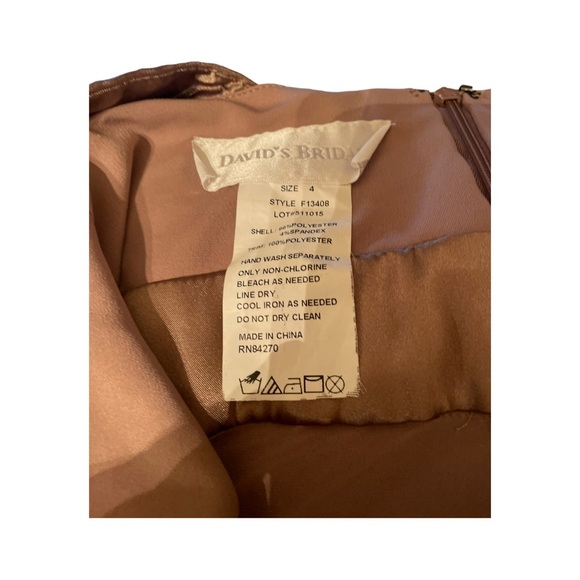 David’s Bridal brown size 4 dress eye drop opening sleeveless 95% polyester - Picture 7 of 7
